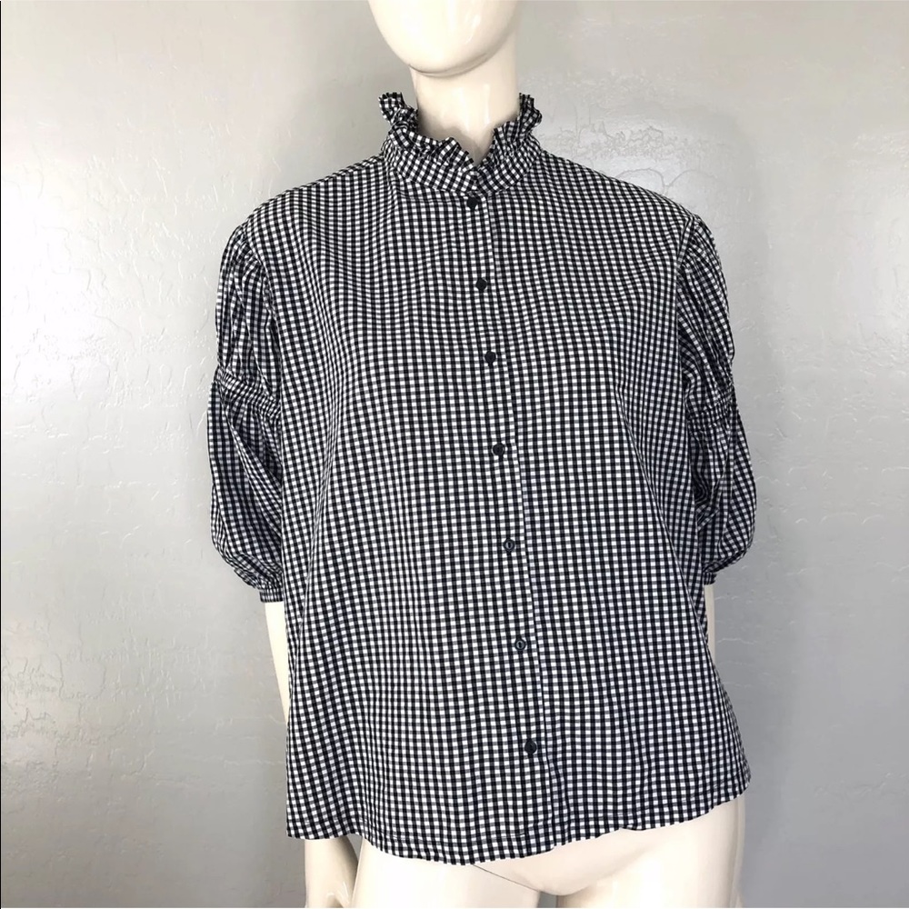 H&M Trend Women's Gingham Button Down Shirt - Picture 2 of 8